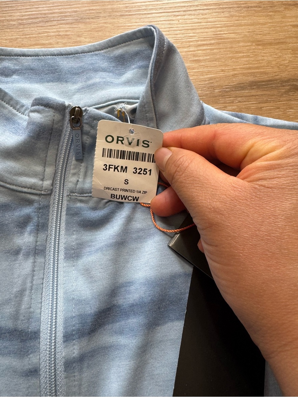 Orvis Light Blue Striped Half-Zip Mock Neck Pullover - Picture 4 of 11